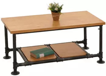 MCW Couchtisch MCW-N27 Industrial Massivholz Metall 48x100x50cm natur (93509)
