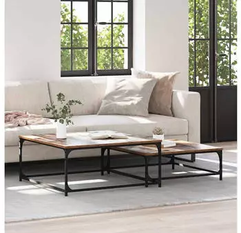 vidaXL Couchtisch 2er-Set Holzwerkstoff Altholz-Optik (881893)