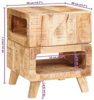 vidaXL Beistelltisch mit Regal Braun 40 x 40 x 49 cm Massivholz Mango