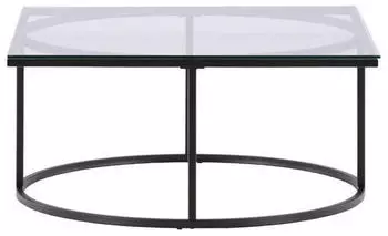 ebuy24 Skan&ouml;r Couchtisch Glas/Stahl Schwarz 90x90x42cm