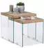 Relaxdays Satztisch 2er Set, Holz & Glas, 40-45cm hoch (10023134)