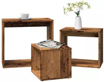 vidaXL Beistelltische Stapelbar 3er-Set Schwarz Spanplatte (808577)