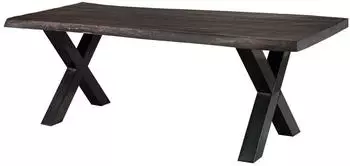 Massivmoebel24 Freeform 5 Baumkantentisch Mango 200x100x77cm grau lackiert, X-Beine anthrazit (09-110-844-2114)