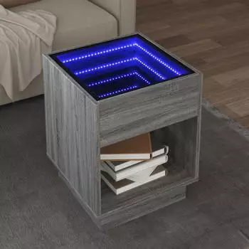 vidaXL Couchtisch mit Infinity-LED, R&auml;uchereiche, 50x50x50cm (847655)
