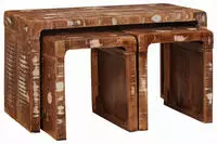 vidaXL Nestingtisch 3 pcs Braun Massives upgecyceltes Holz