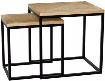 CLP Talero 2er Set Beistelltische Mindiholz mit Eisengestell (327464)