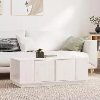 vidaXL Couchtisch Wei&szlig; 110x50x40cm Massivholz Kiefer (814430)