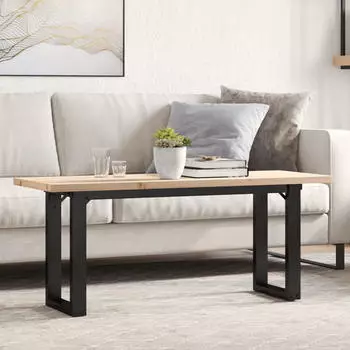 vidaXL Couchtisch O-Gestell 110x40x45,5cm Massivholz Kiefer Stahl (3282733)