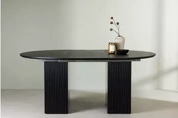 Venture Home Matilda Ausziehbarer Runder Esstisch, MDF Furnier, Schwarz, &oslash;130/180cm