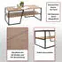 Mendler HWC-A27 Couchtisch Metall Ablage 46x110x60cm Wildeiche-Optik (105131)