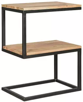 Wohnling AKOLA Beistelltisch S-Form Akazienholz Massiv, Metall 45x60x30cm (WL5.208)