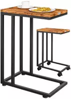 Casaria - Beistelltisch Mit Rollen 50x35x70cm C Form Holz Metall Modern 40kg