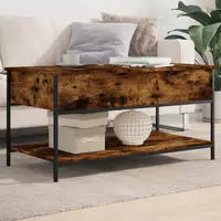 vidaXL Couchtisch Braun Eichen-Optik 70x50x50 cm Holzwerkstoff Metall