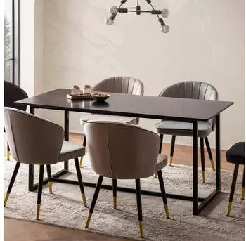 Finebuy Esstisch 120x60cm Marmor Optik Schwarz Metallbeine (FB105304)