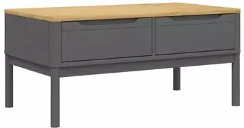 vidaXL Couchtisch FLORO Grau 99x55,5x45cm Massivholz Kiefer