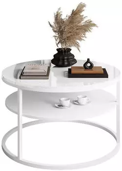 Lookway CIRI Couchtisch rund Hochglanz, Weiß, Ø70cm (800001175910)