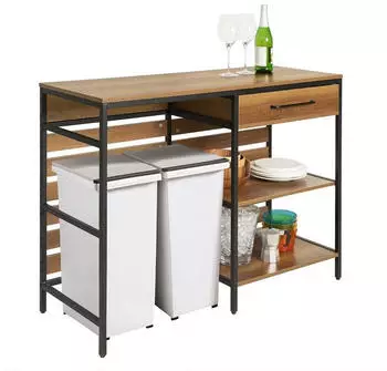 SoBuy Kitchen table with drawer and shelves in black particle board