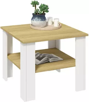 VCM Couchtisch Disalo 55x55cm wei&szlig;/Honig-Eiche