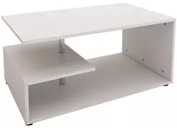 ML-Design Couchtisch Wei&szlig; mit Metall-Dekostange, 3 Ablagefl&auml;chen, 91x41x52,6cm (490001159)