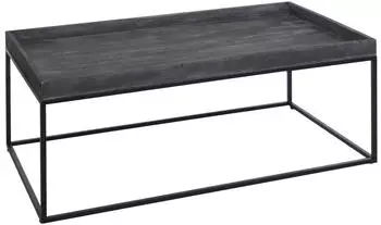 MCW MCW-K71 Couchtisch Paulownia Massivholz Metall 110x46x60cm, dunkelgrau (90878)