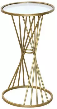 Moebel Direkt Online Chis Beistelltisch rund Ø33cm Metall Gold Spiegelglasplatte (029-2909.G)
