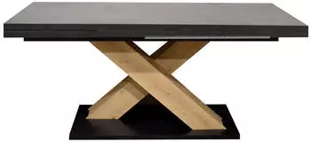 M&auml;usbacher Komfort 2.0 Esstisch ausziehbar X-Gestell Graphit/Asteiche 160x76x90cm