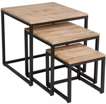 Atmosphera Edena Satztische 3er-Set Metall/Akazienholz 30/40/50cm (JJ1854)