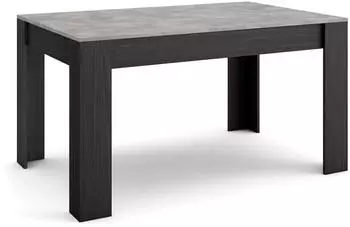 Skraut Home Esstisch 140x90x76cm, 6 Personen, Zementgrau/Schwarz (487_5)