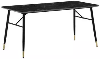 Wohnling Esstisch Marmor-Optik Schwarz Metallbeine 180x90x76cm (WL6.962)