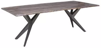 Massivmoebel24 Freeform 4 Baumkantentisch Akazie 180x90x76cm grau lackiert, Beine anthrazit matt (09-108-821-5037)