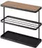 YAMAZAKI Tower Beistelltisch Stahl/Holz 3 Fächer 48x44x18cm schwarz (6707)