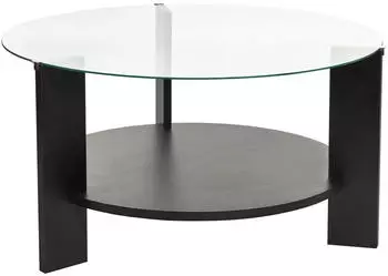 Hanah Home Clara Runder Couchtisch, Sicherheitsglas & Melamin, Schwarz/Transparent (668NRD1109)