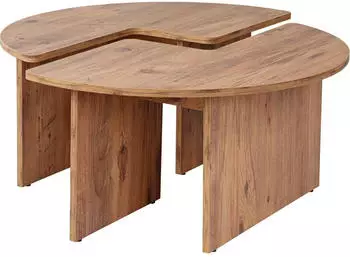 Hanah Home Moira Couchtisch rund, Atlantik-Kiefer, Ø90cm, H41cm (241NRD1327)