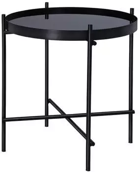 WOMO-DESIGN Beistelltisch Glasplatte Schwarz &Oslash;43cm, Metall (390002514)