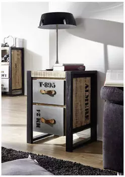 Massivmoebel24 Factory #123 Beistelltisch Mango massiv 45x40x60cm natur bedruckt (09-100-559-0123)