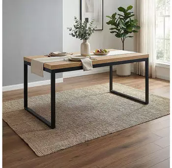 Homestyle4u Esstisch 160x90cm Eiche Metall Schwarz (3126)
