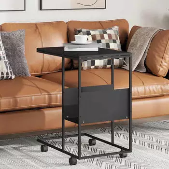 vidaXL Beistelltisch mit Rollen Schwarz 55x36x63,5cm Holzwerkstoff (343109)