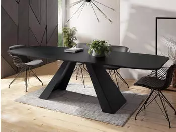 WFL GROUP Monte Esstisch ausziehbar 180&ndash;220cm, schwarze Metallbeine (Monte)