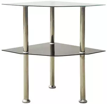 vidaXL Beistelltisch 2 Ebenen Hartglas Transparent & Schwarz 38x38x50cm