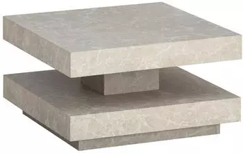 Wohnling Couchtisch Quadratisch 60x60x34cm Stein-Optik Sandfarben mit Stauraum (WL6.921)