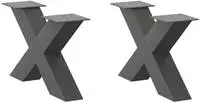 vidaXL Couchtischbeine X-Form 2 Stk. Anthrazit 60x(30-31) cm Stahl