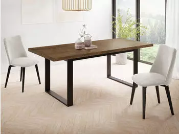 WFL GROUP Valentino Esstisch ausziehbar 160&ndash;200cm, Lefkas Eiche, schwarze Metallbeine