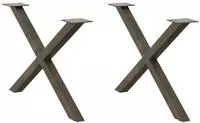 vidaXL Couchtischbeine X-Form 2 Stk. Naturstahl 70x(42-43) cm Stahl