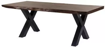 Massivmoebel24 Freeform 5 Baumkantentisch Akazie 220x100x77cm braun, X-Beine anthrazit gl&auml;nzend (09-112-824-1115)