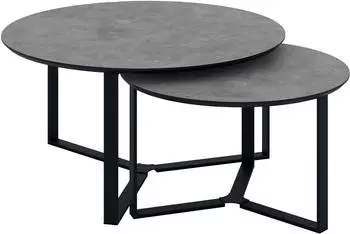 Hela MASSA CT Couchtisch 2er-Set, Melamin Betonoptik dunkel/Schwarz