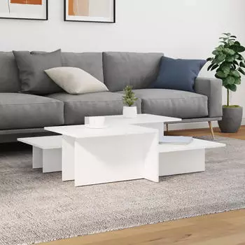 vidaXL Couchtisch 2er-Set Wei&szlig; Holzwerkstoff (3216149)