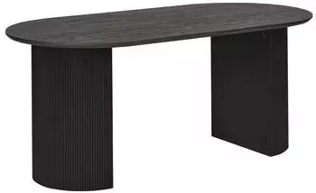 Beliani Savory Ovaler Esstisch MDF, Geriffelte Beine, 180x90cm, Schwarz (Savory)