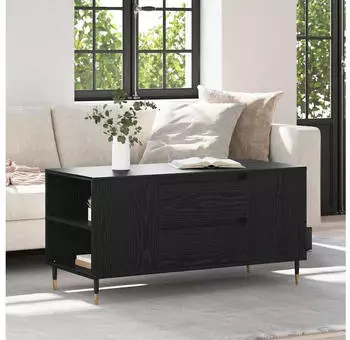 vidaXL Couchtisch Holzwerkstoff Schwarzeiche 102x44,5x50cm Schublade & Regal (830994)