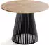 WFL GROUP Naro Black Esstisch rund ausziehbar mit Lamellen, schwarze Metallbeine, 100–180cm (48780649-15)