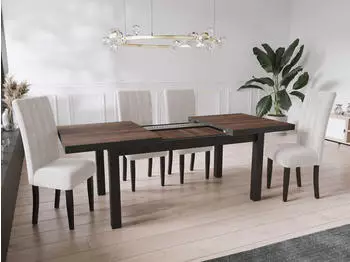 WFL GROUP Gemini Esstisch ausziehbar, Kastanienfarben, schwarze Holzbeine, 170&ndash;250cm (Arvadonna Chestnut)